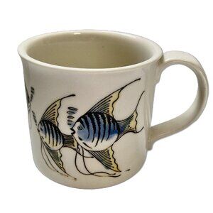 OTAGIRI Angelfish Seascape Nautical Hand Painted Coffee Tea Mug Cup 8 oz